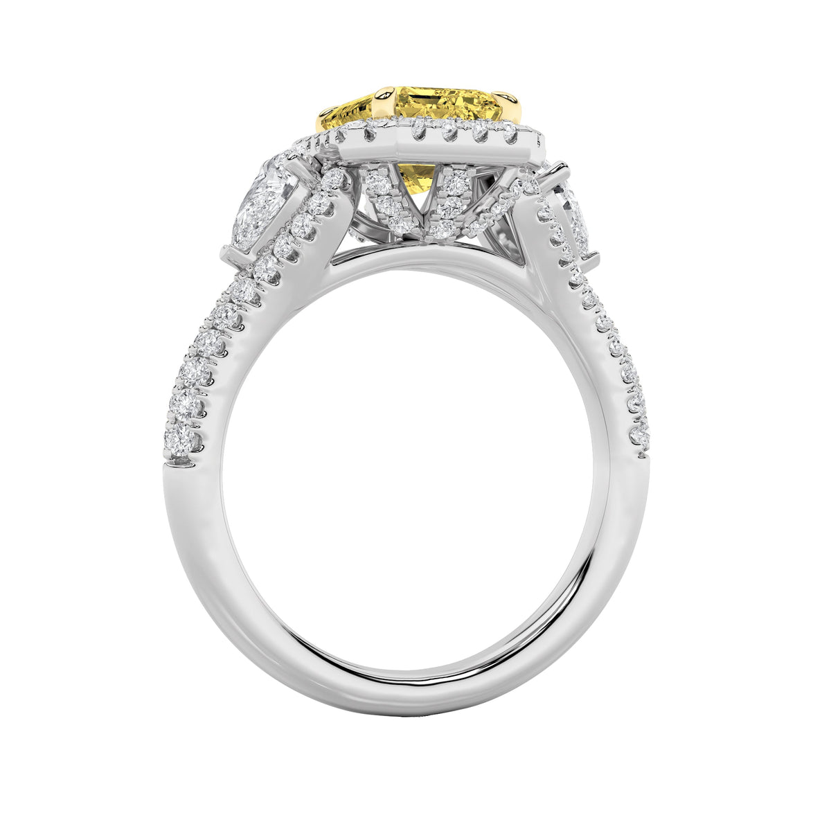 3CTW Radiant Lab-Grown Diamond Prong Accented Three Stone Ring 89 Stones