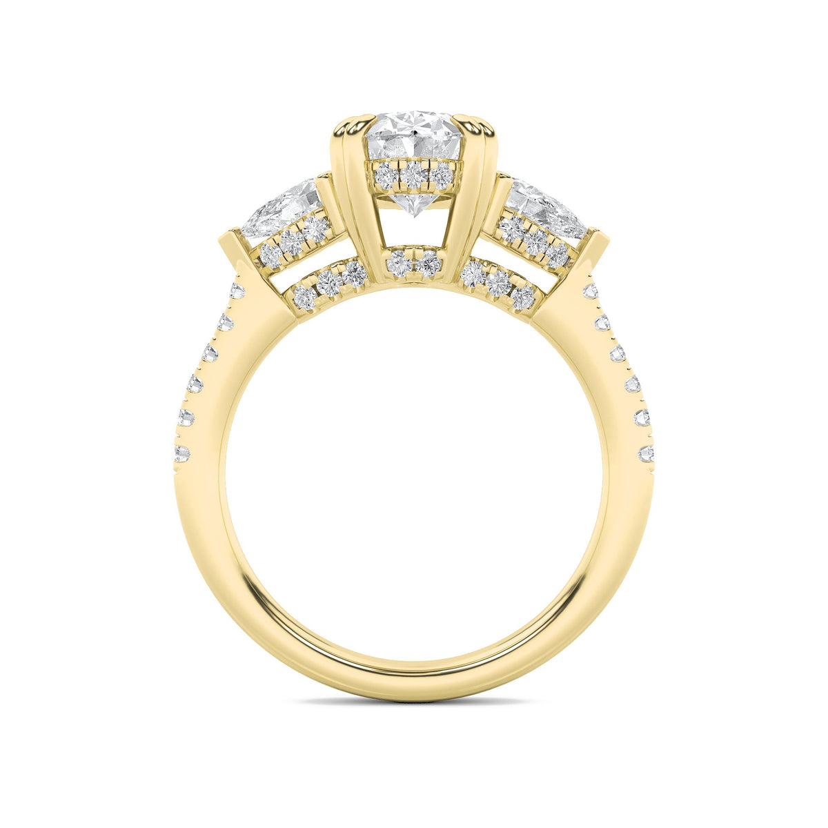 3CTW Oval Lab-Grown Diamond Prong Three Stone Accented Engagement Ring 49 Stones