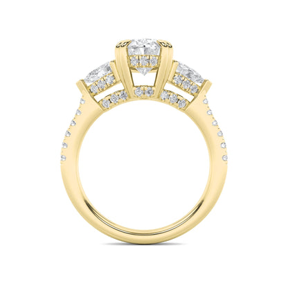3CTW Oval Lab-Grown Diamond Prong Three Stone Accented Engagement Ring 49 Stones