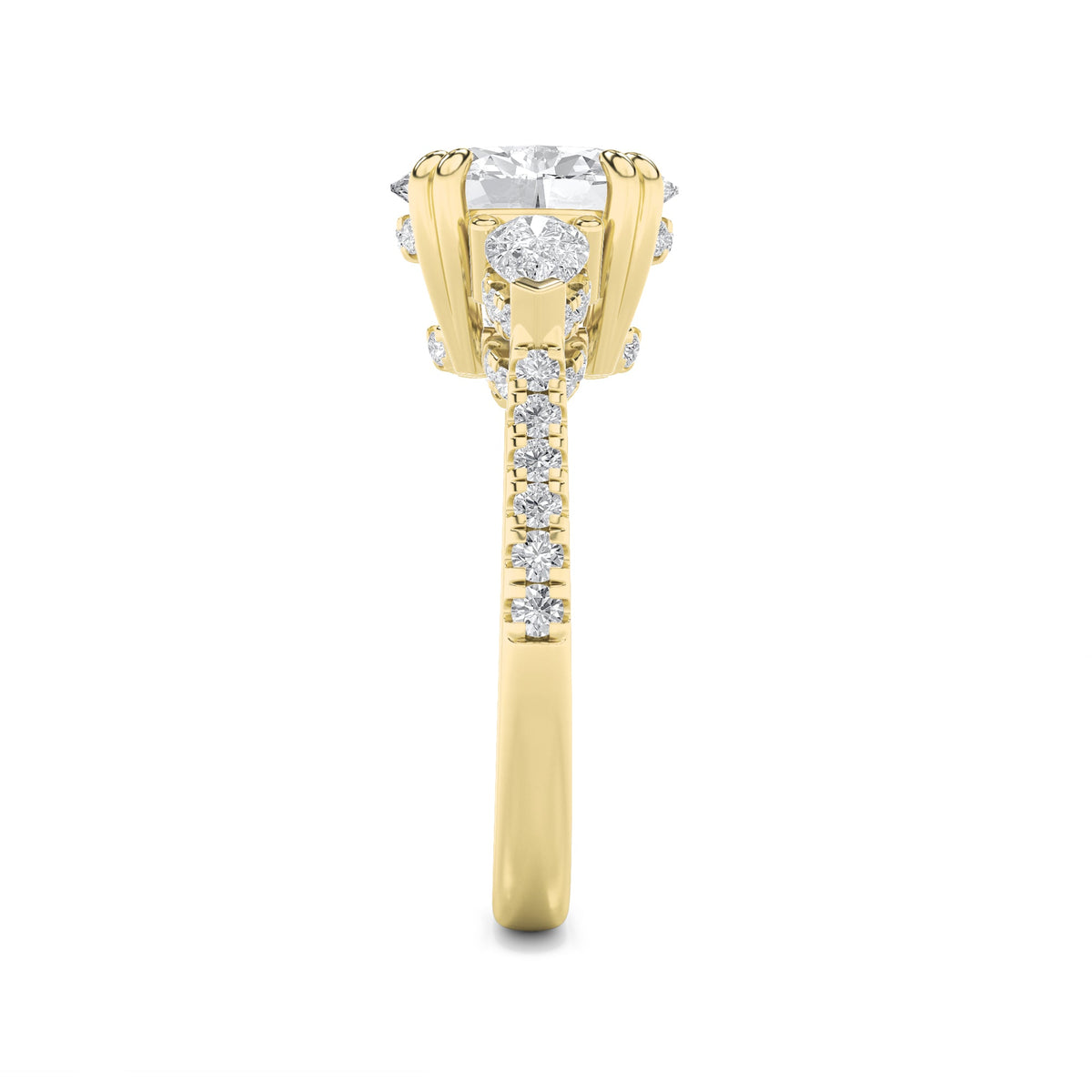 3CTW Oval Lab-Grown Diamond Prong Three Stone Accented Engagement Ring 49 Stones