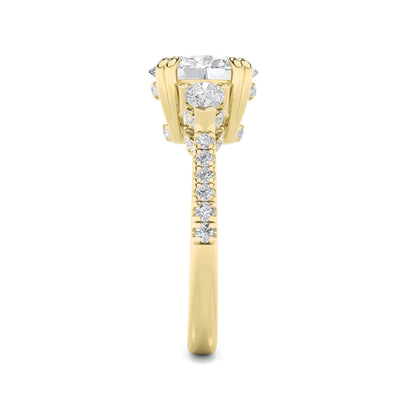 3CTW Oval Lab-Grown Diamond Prong Three Stone Accented Engagement Ring 49 Stones