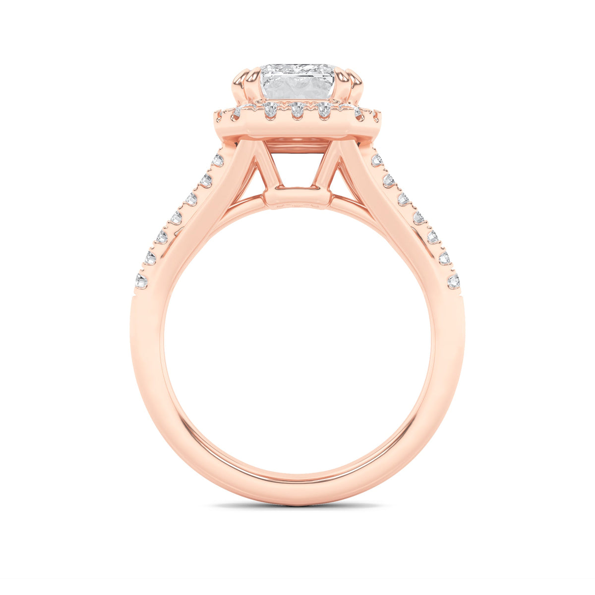 3CTW Emerald Lab-Grown Diamond Prong Halo Accented Engagement Ring 37 Stones