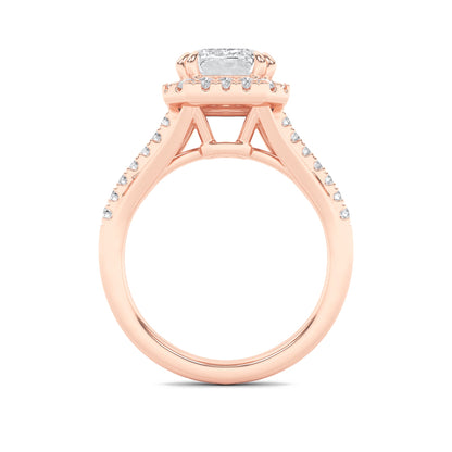 3CTW Emerald Lab-Grown Diamond Prong Halo Accented Engagement Ring 37 Stones
