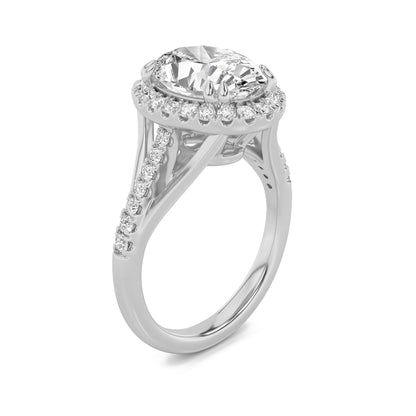 3CTW Oval Lab-Grown Diamond Prong Halo Accented Engagement Ring 37 Stones