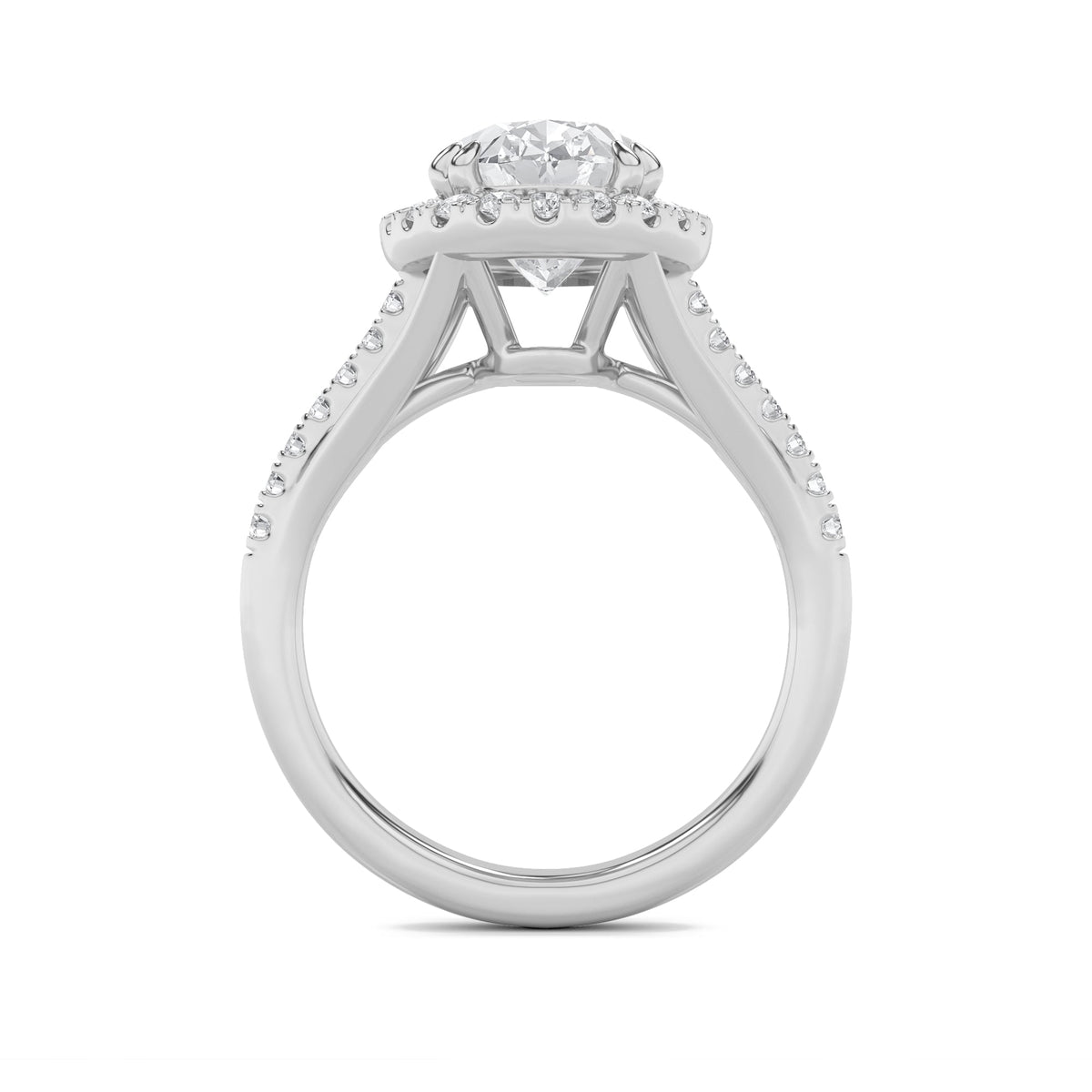 3CTW Oval Lab-Grown Diamond Prong Halo Accented Engagement Ring 37 Stones