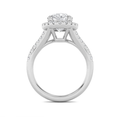 3CTW Oval Lab-Grown Diamond Prong Halo Accented Engagement Ring 37 Stones
