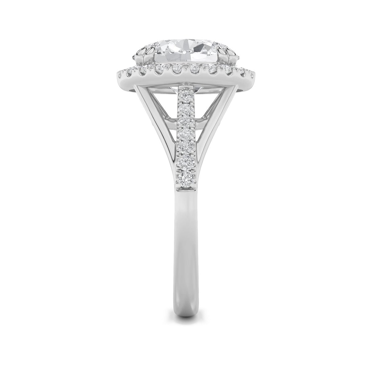 3CTW Oval Lab-Grown Diamond Prong Halo Accented Engagement Ring 37 Stones