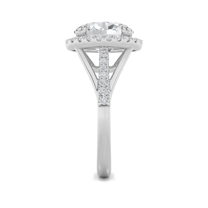 3CTW Oval Lab-Grown Diamond Prong Halo Accented Engagement Ring 37 Stones