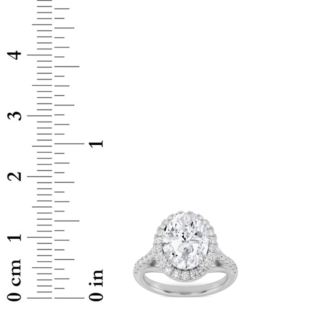 3CTW Oval Lab-Grown Diamond Prong Halo Accented Engagement Ring 37 Stones