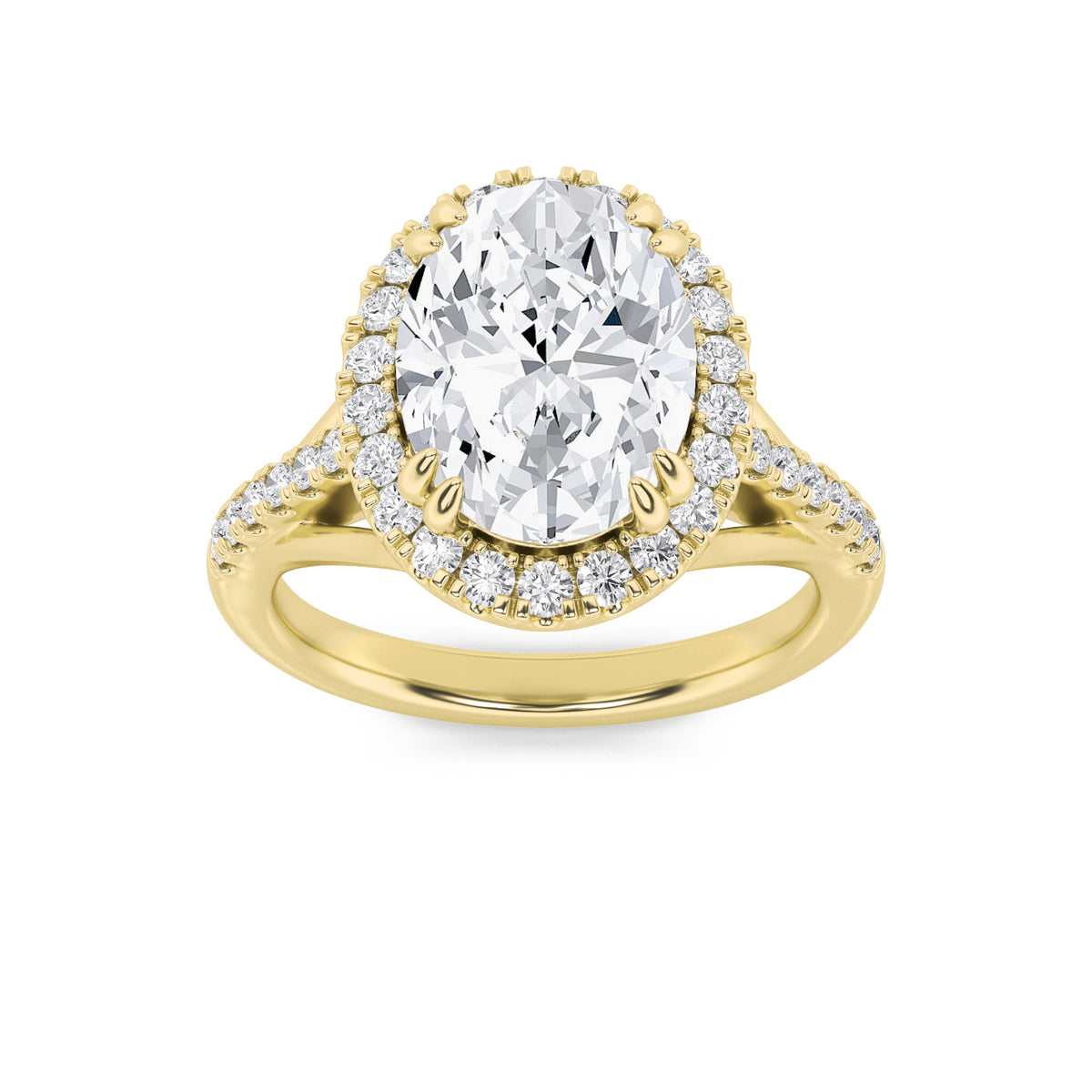 3CTW Oval Lab-Grown Diamond Prong Halo Accented Engagement Ring 37 Stones