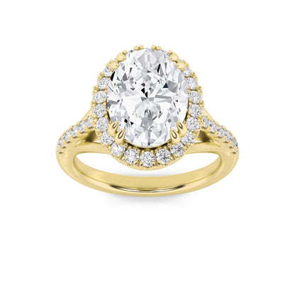 3CTW Oval Lab-Grown Diamond Prong Halo Accented Engagement Ring 37 Stones