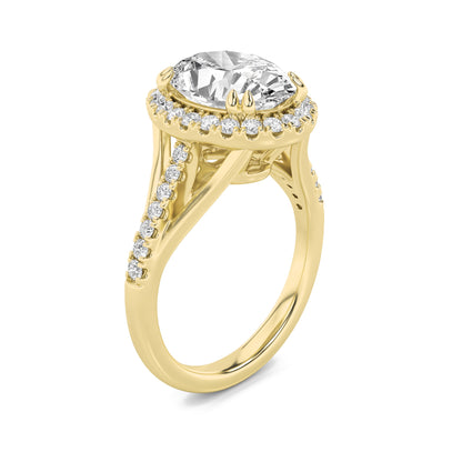 3CTW Oval Lab-Grown Diamond Prong Halo Accented Engagement Ring 37 Stones