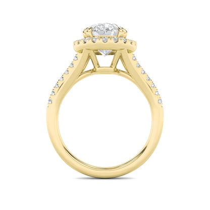 3CTW Oval Lab-Grown Diamond Prong Halo Accented Engagement Ring 37 Stones