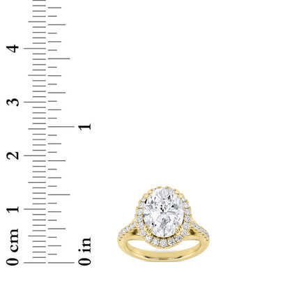 3CTW Oval Lab-Grown Diamond Prong Halo Accented Engagement Ring 37 Stones