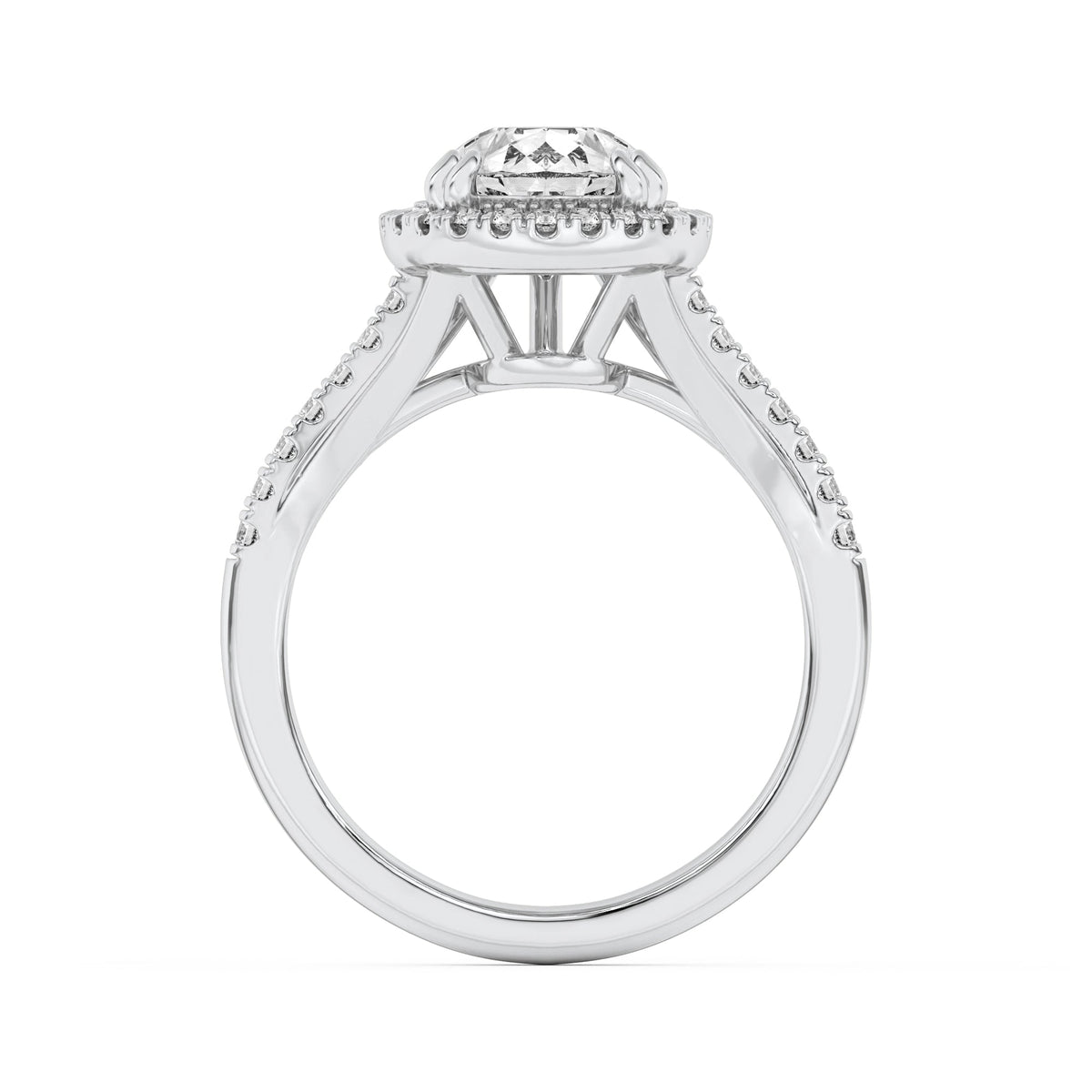 3CTW Pear Lab-Grown Diamond Prong Halo Accented Engagement Ring 43 Stones