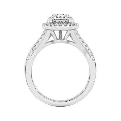 3CTW Pear Lab-Grown Diamond Prong Halo Accented Engagement Ring 43 Stones