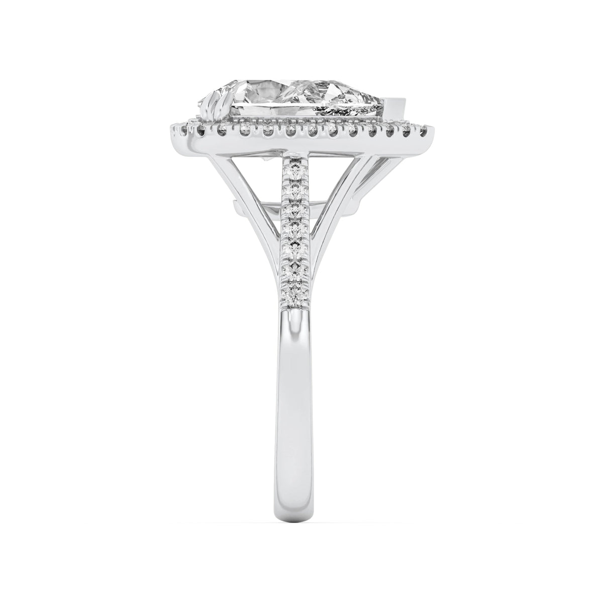 3CTW Pear Lab-Grown Diamond Prong Halo Accented Engagement Ring 43 Stones