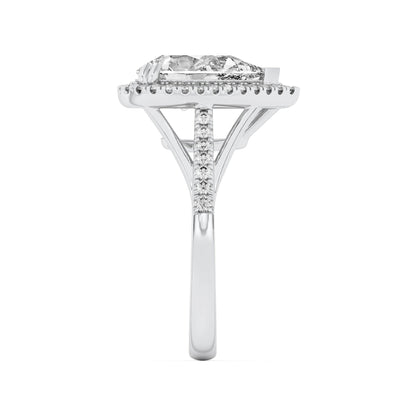 3CTW Pear Lab-Grown Diamond Prong Halo Accented Engagement Ring 43 Stones
