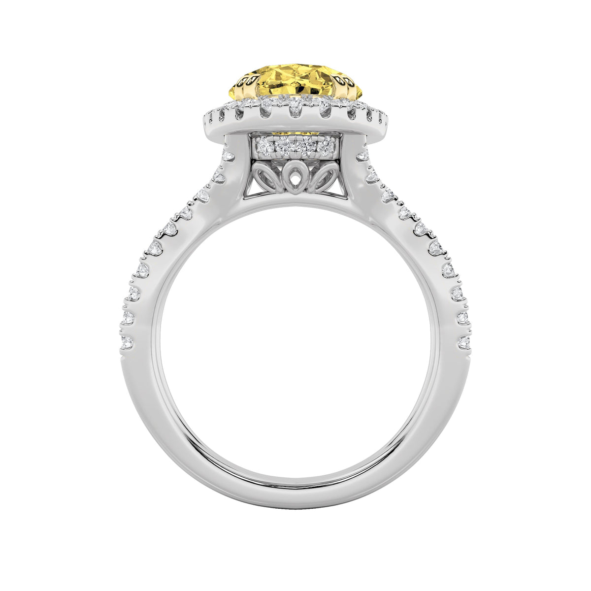 4CTW Oval Lab-Grown Diamond Prong Split Shank Halo Engagement Ring 79 Stones