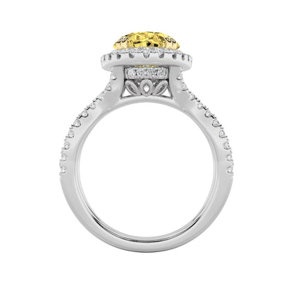 4CTW Oval Lab-Grown Diamond Prong Split Shank Halo Engagement Ring 79 Stones