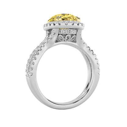 4CTW Oval Lab-Grown Diamond Prong Split Shank Halo Engagement Ring 79 Stones