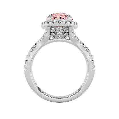 4CTW Oval Lab-Grown Diamond Prong Split Shank Halo Engagement Ring 79 Stones