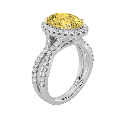 4CTW Oval Lab-Grown Diamond Prong Split Shank Halo Engagement Ring 79 Stones
