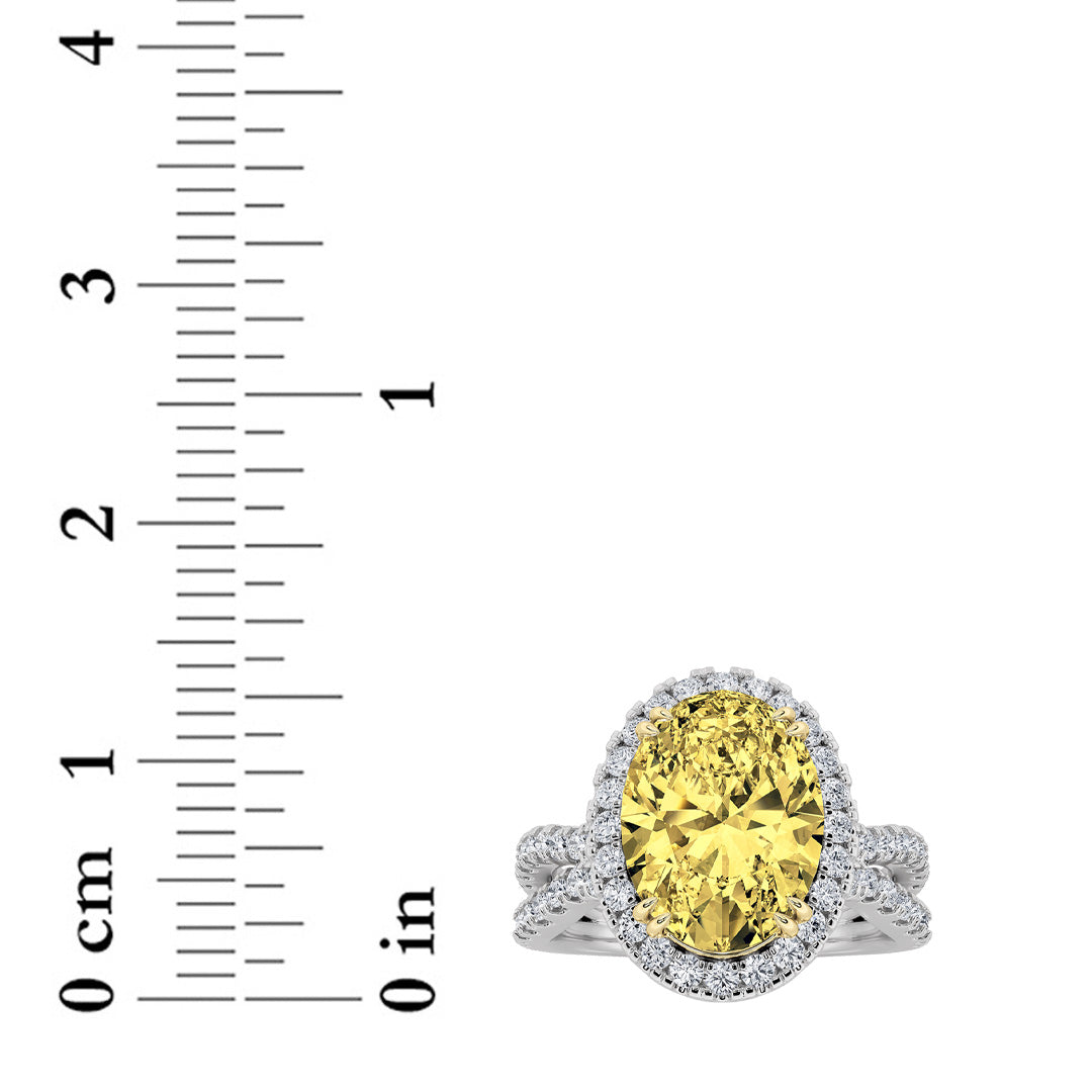 4CTW Oval Lab-Grown Diamond Prong Split Shank Halo Engagement Ring 79 Stones