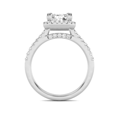 2.5CTW Emerald Lab-Grown Diamond Prong Halo Accented Engagement Ring 51 Stones
