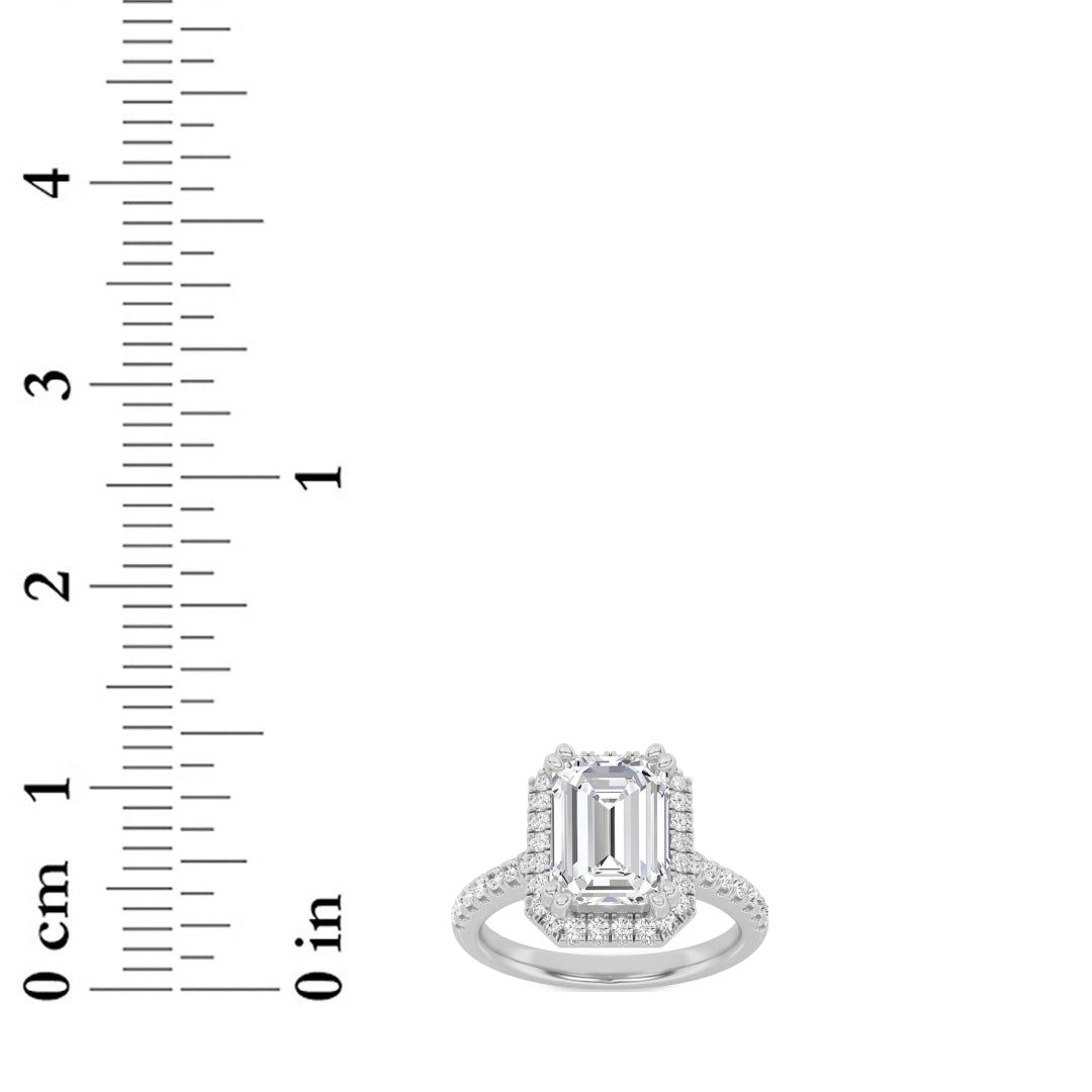 2.5CTW Emerald Lab-Grown Diamond Prong Halo Accented Engagement Ring 51 Stones