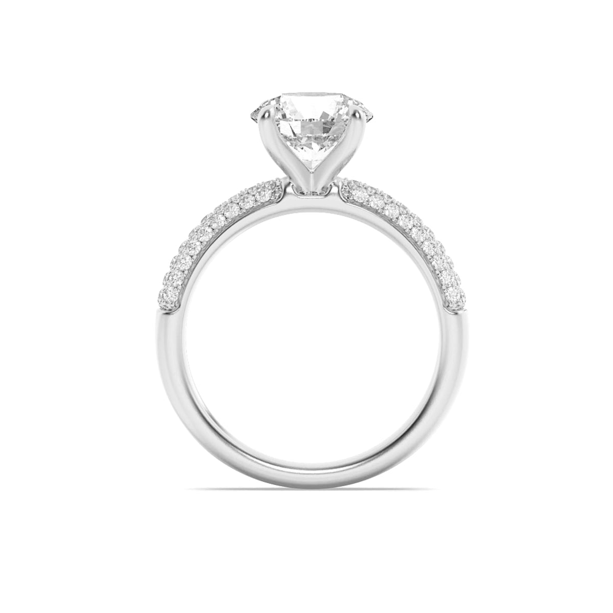 1.5CTW Round Lab-Grown Diamond Prong Three Row Micro Pave Engagement Ring 57 Stones