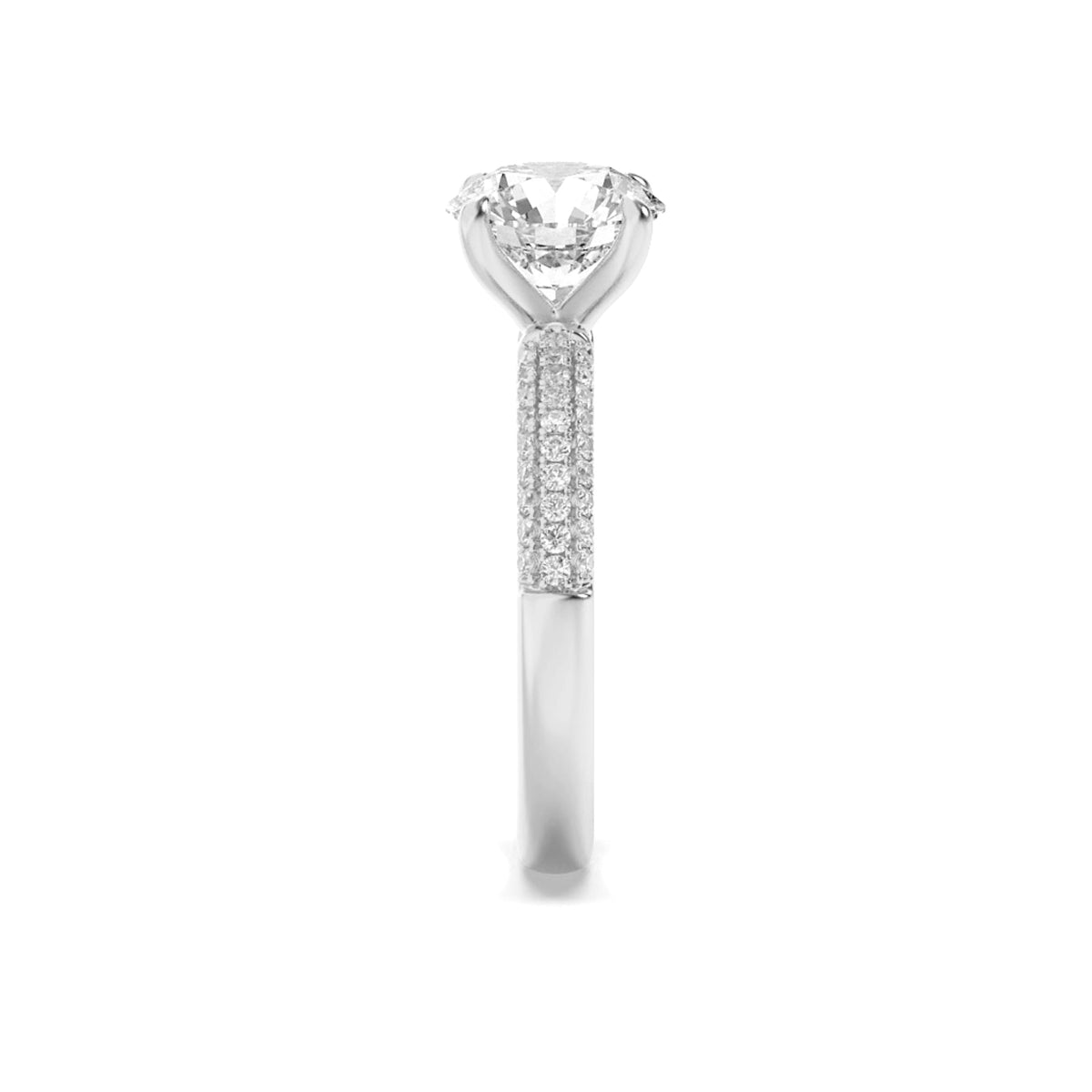 1.5CTW Round Lab-Grown Diamond Prong Three Row Micro Pave Engagement Ring 57 Stones