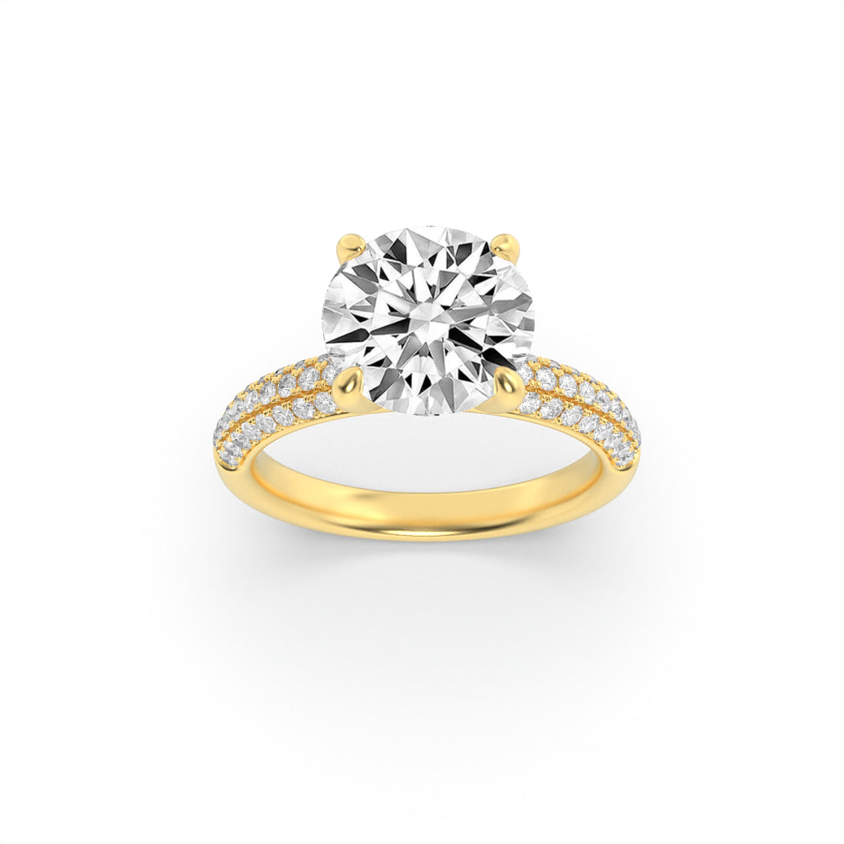 1.5CTW Round Lab-Grown Diamond Prong Three Row Micro Pave Engagement Ring 57 Stones