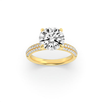 1.5CTW Round Lab-Grown Diamond Prong Three Row Micro Pave Engagement Ring 57 Stones