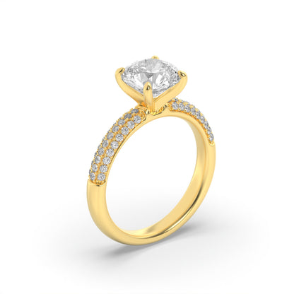 1.5CTW Round Lab-Grown Diamond Prong Three Row Micro Pave Engagement Ring 57 Stones