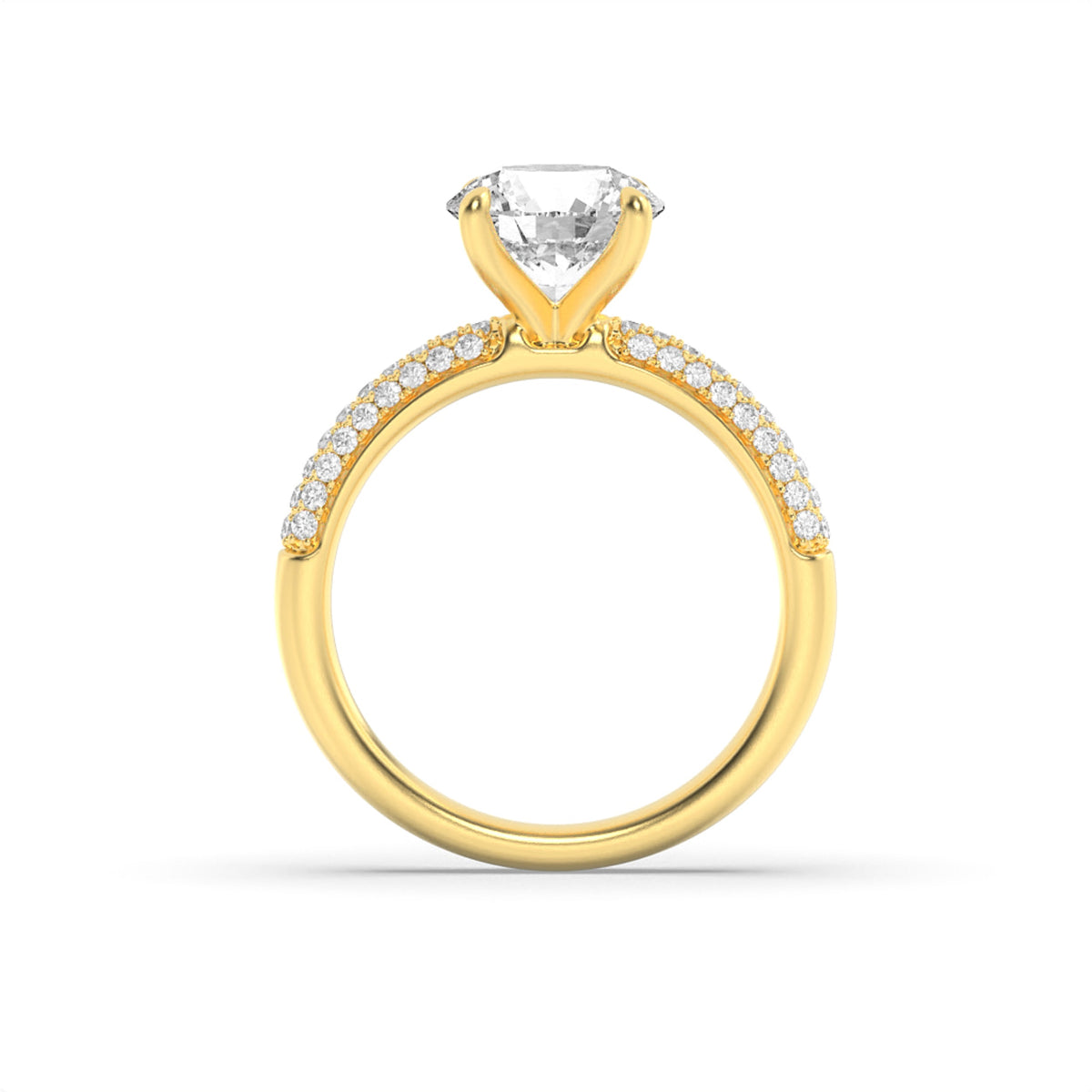 1.5CTW Round Lab-Grown Diamond Prong Three Row Micro Pave Engagement Ring 57 Stones
