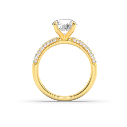 1.5CTW Round Lab-Grown Diamond Prong Three Row Micro Pave Engagement Ring 57 Stones