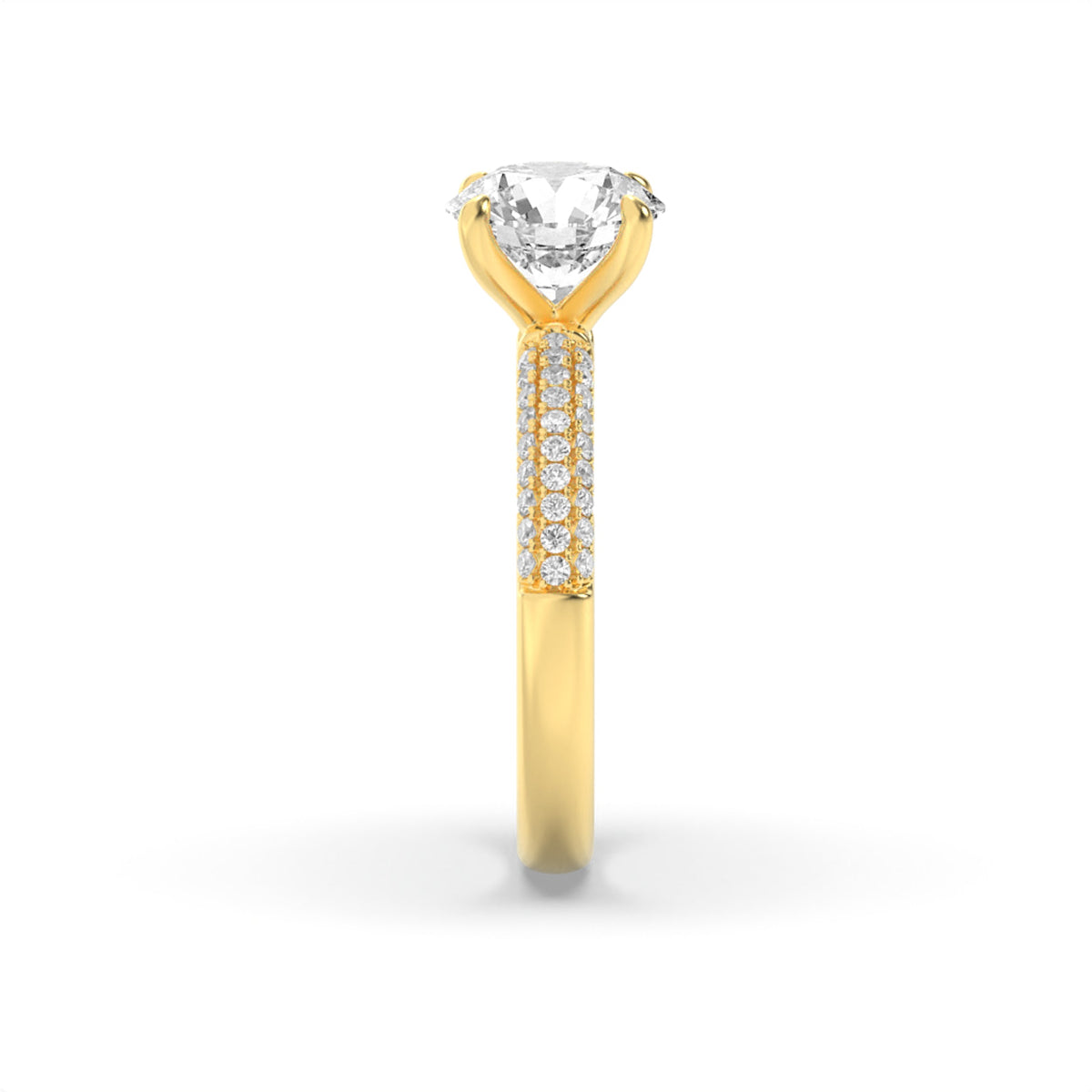 1.5CTW Round Lab-Grown Diamond Prong Three Row Micro Pave Engagement Ring 57 Stones