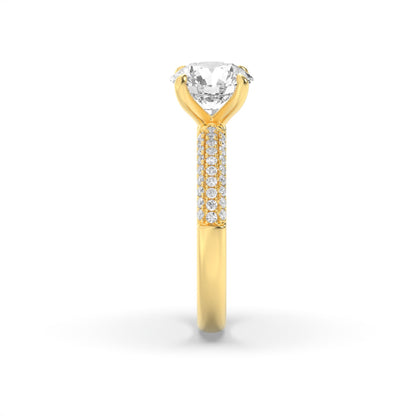 1.5CTW Round Lab-Grown Diamond Prong Three Row Micro Pave Engagement Ring 57 Stones