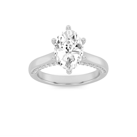 2CTW Oval Lab-Grown Diamond Prong Tulip Motif Accented Engagement Ring 49 Stones