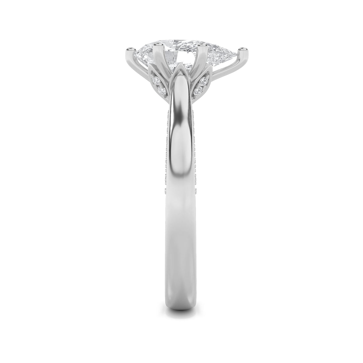 2CTW Pear Lab-Grown Diamond Prong Tulip Motif Accented Engagement Ring 49 Stones
