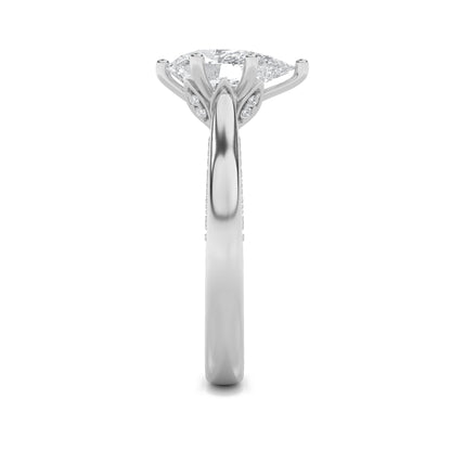 2CTW Pear Lab-Grown Diamond Prong Tulip Motif Accented Engagement Ring 49 Stones