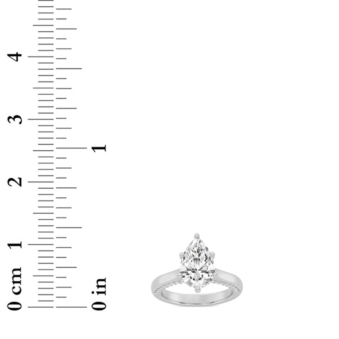 2CTW Pear Lab-Grown Diamond Prong Tulip Motif Accented Engagement Ring 49 Stones