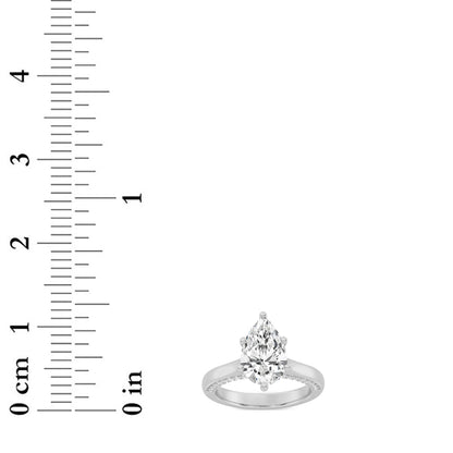 2CTW Pear Lab-Grown Diamond Prong Tulip Motif Accented Engagement Ring 49 Stones