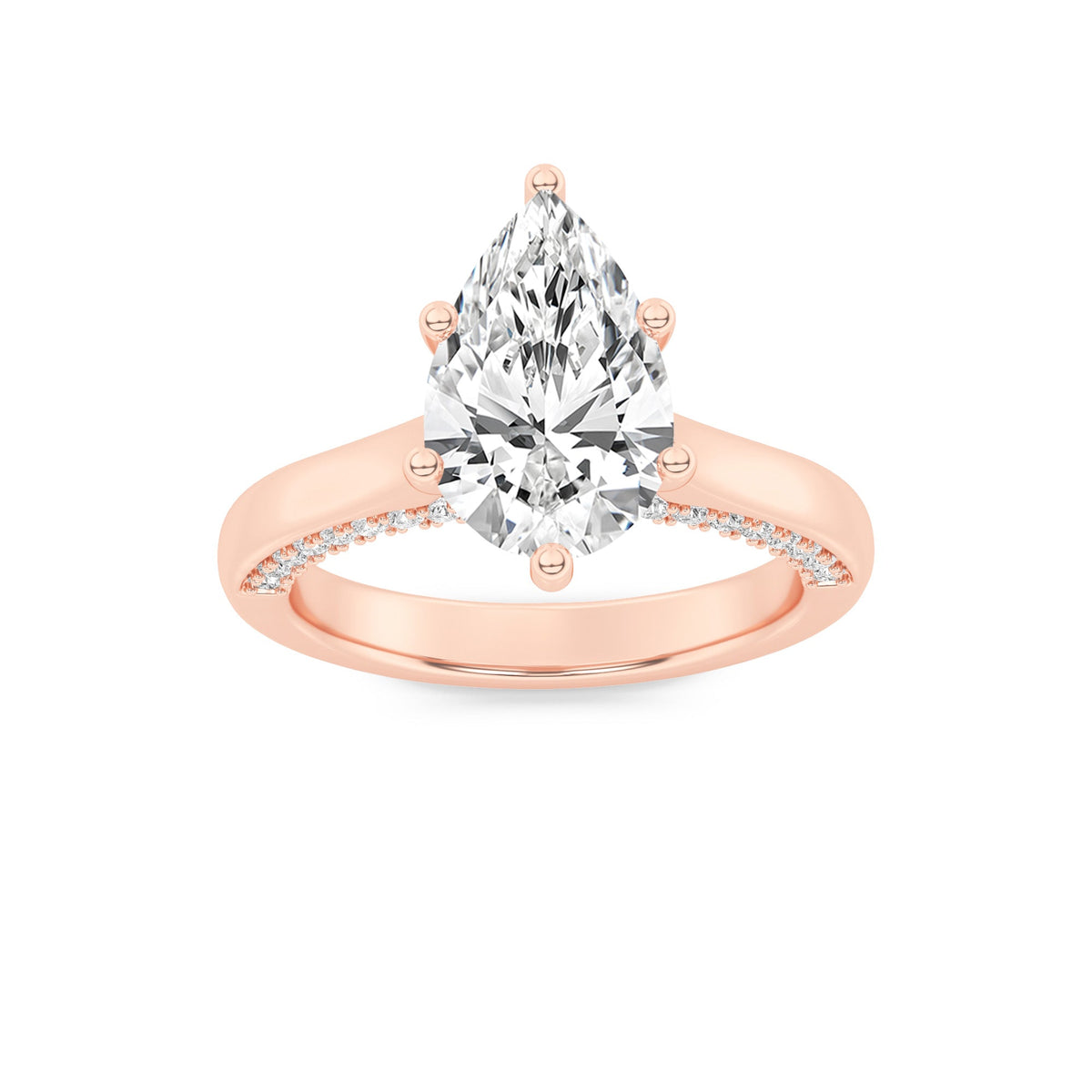 2CTW Pear Lab-Grown Diamond Prong Tulip Motif Accented Engagement Ring 49 Stones