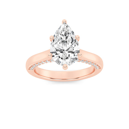 2CTW Pear Lab-Grown Diamond Prong Tulip Motif Accented Engagement Ring 49 Stones