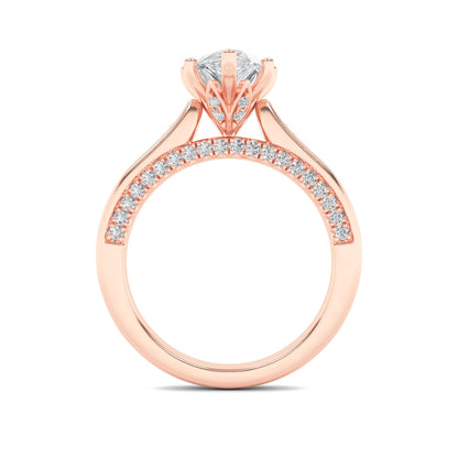 2CTW Pear Lab-Grown Diamond Prong Tulip Motif Accented Engagement Ring 49 Stones