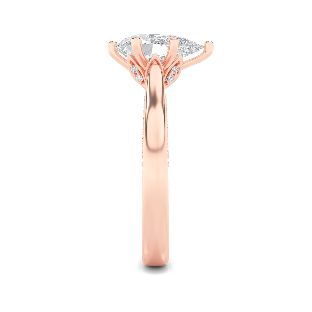 2CTW Pear Lab-Grown Diamond Prong Tulip Motif Accented Engagement Ring 49 Stones