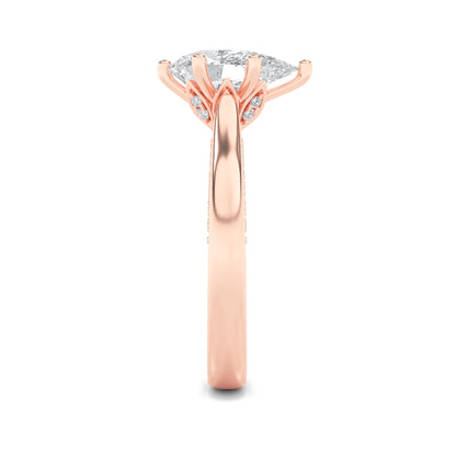 2CTW Pear Lab-Grown Diamond Prong Tulip Motif Accented Engagement Ring 49 Stones