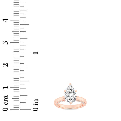 2CTW Pear Lab-Grown Diamond Prong Tulip Motif Accented Engagement Ring 49 Stones